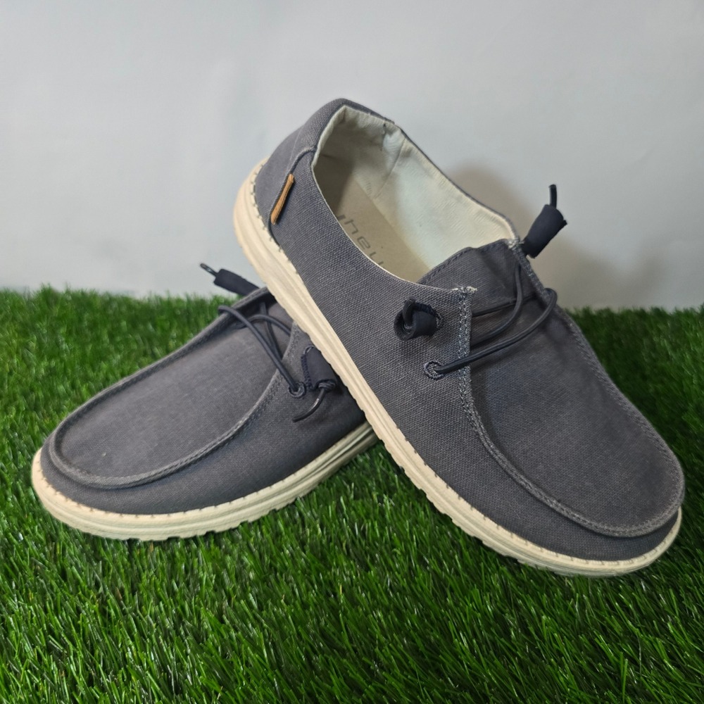 Hey Dude Size 8 Navy Blue Wendy Chambray Loafers Womens Slip On Shoes 121412526